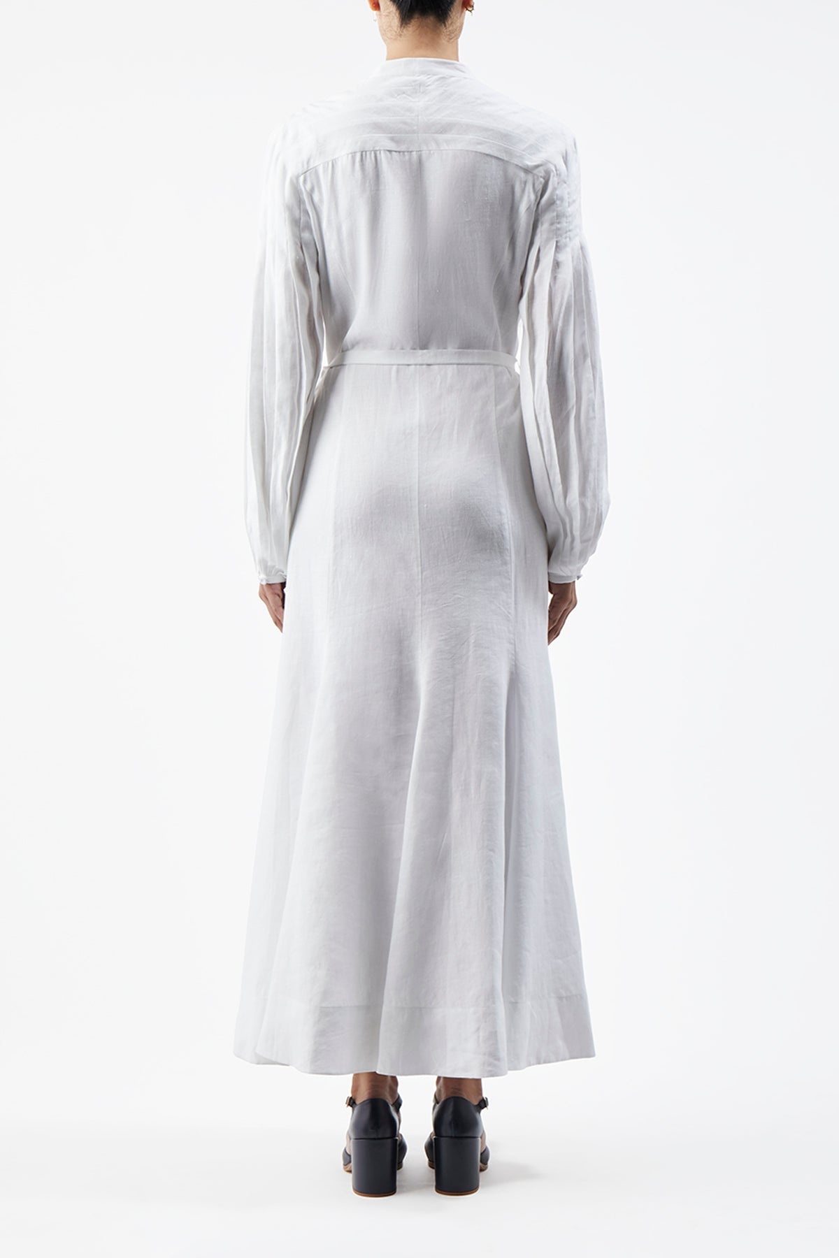 Lydia Dress with Slip in White Linen - 4