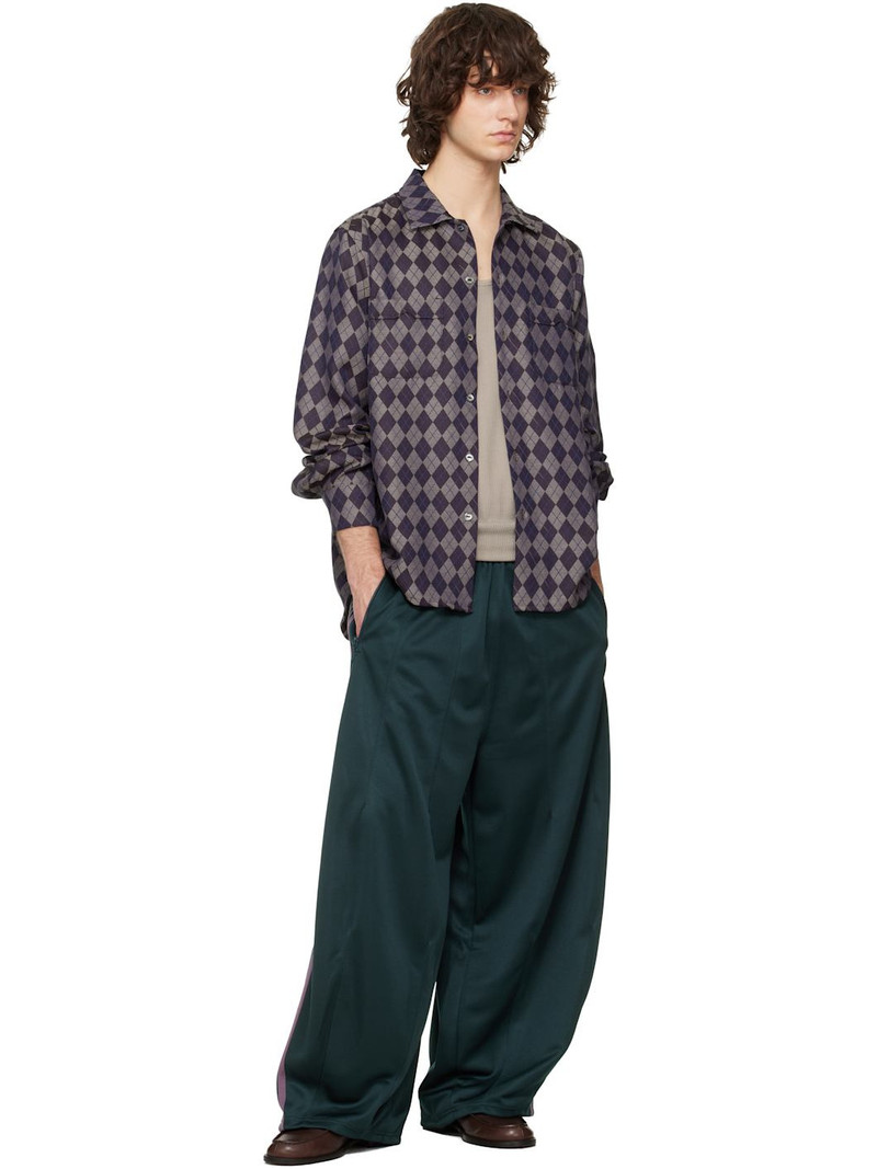 NEEDLES Gray & Burgundy Open Collar Shirt outlook