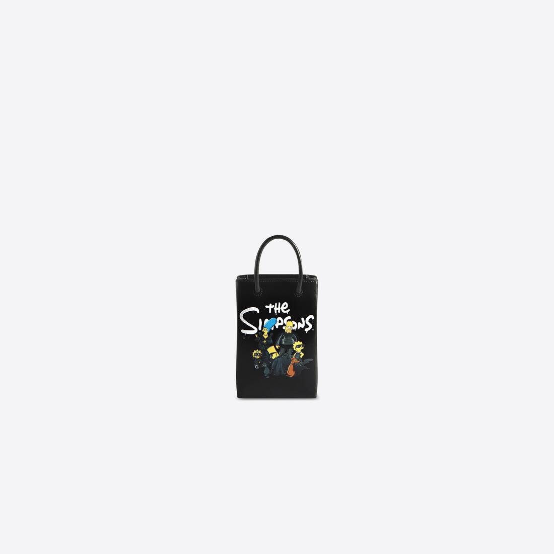 The Simpsons Tm & © 20th Television Mini Shopping Bag In Shiny Box Calfskin in Black - 1