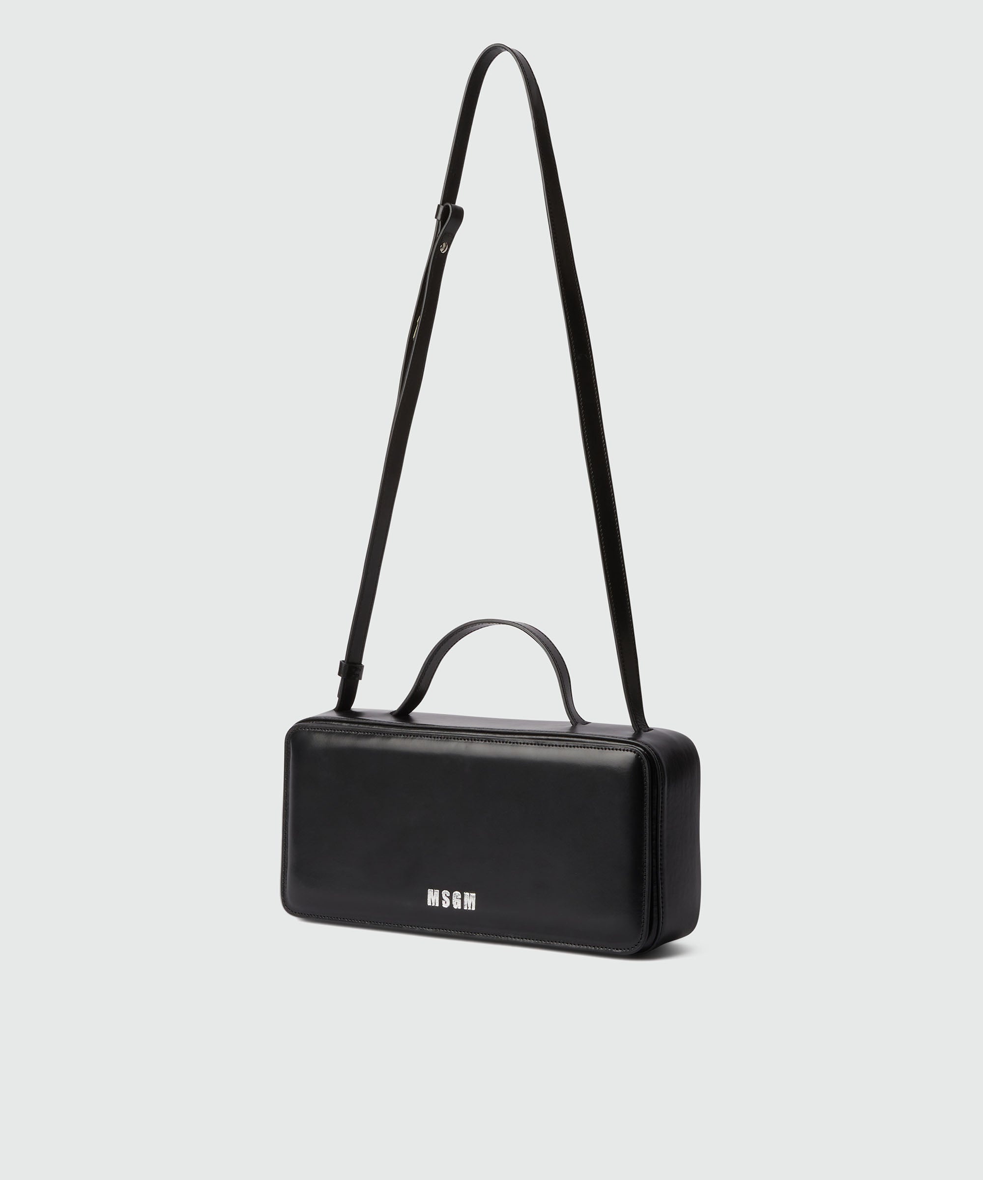 Large shiny leather baguette bag - 3