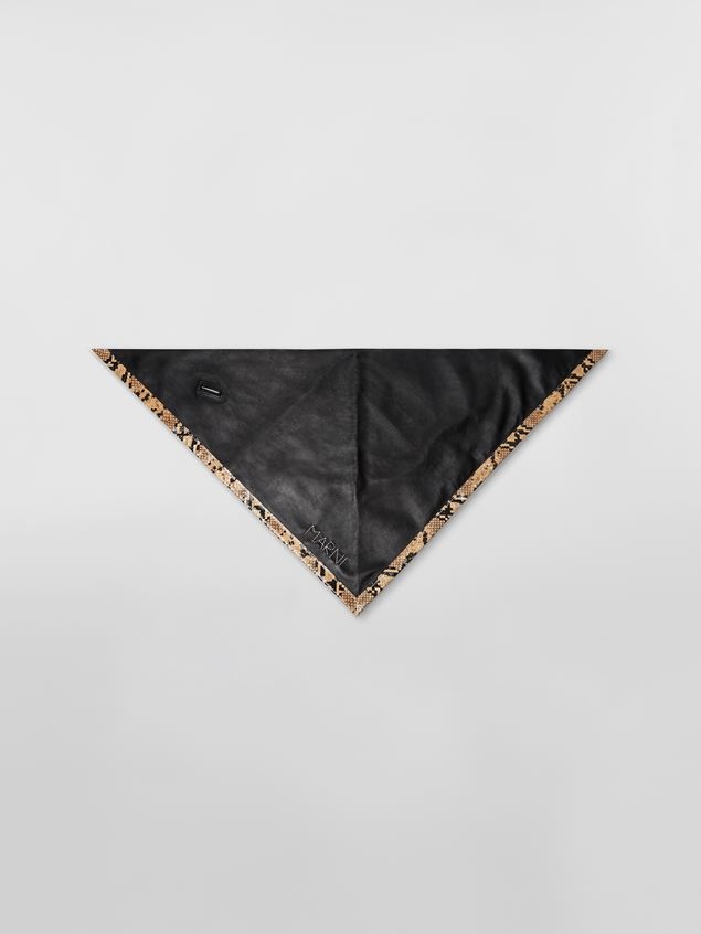 BLACK NAPPA TRIANGULAR SCARF WITH PRINTED PYTHON FINISH - 3