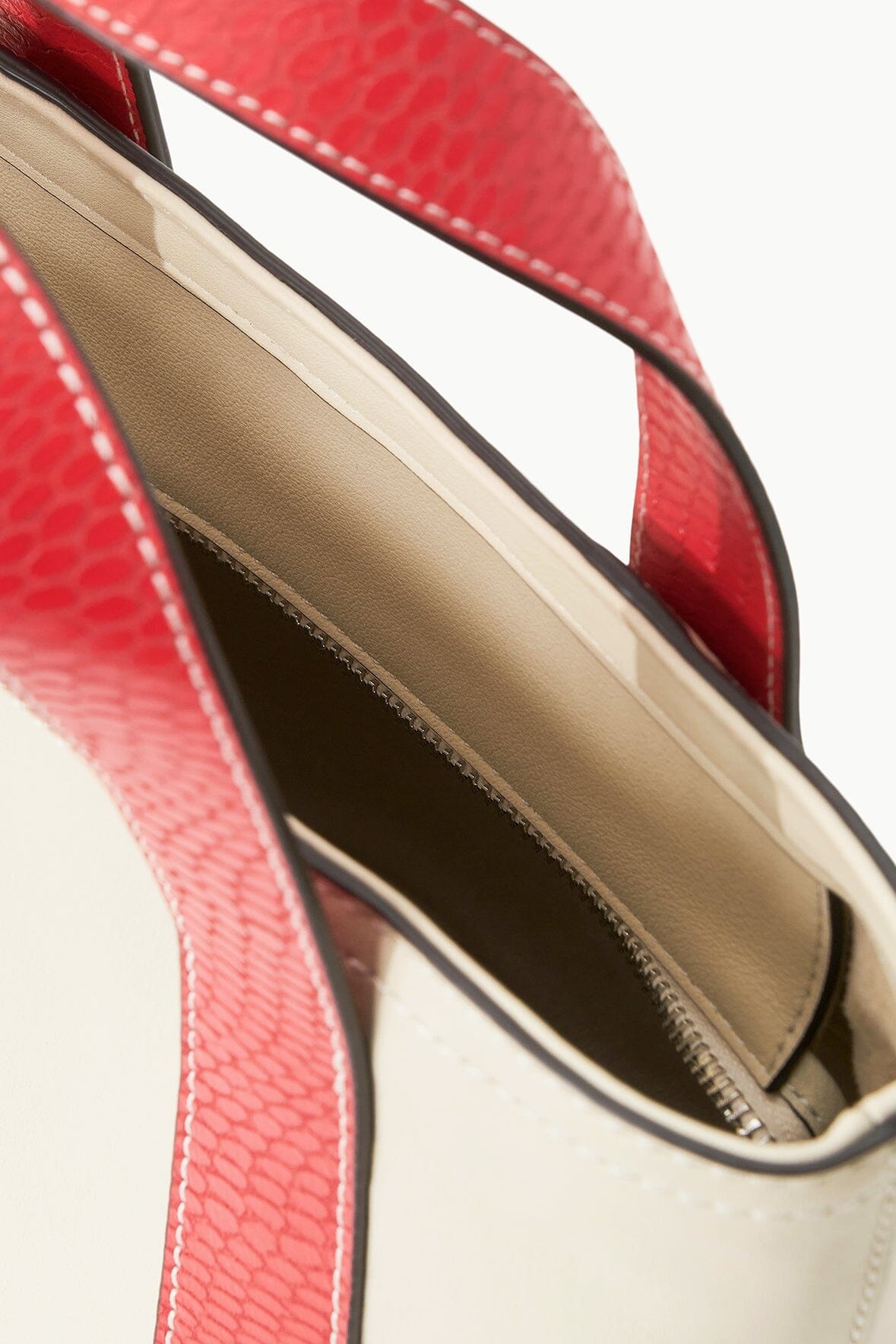 STAUD CUSTOM ALLORA MINI TOTE CREAM RED ROSE - 4