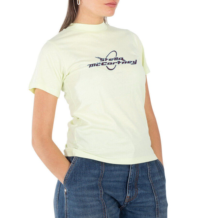 Stella Mccartney Ladies Yellow Logo-Print Short-Sleeve T-Shirt - 2