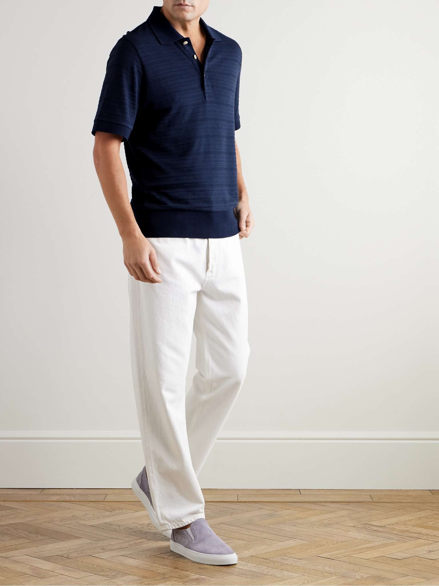 Glendale Ribbed-Knit Polo Shirt - 2