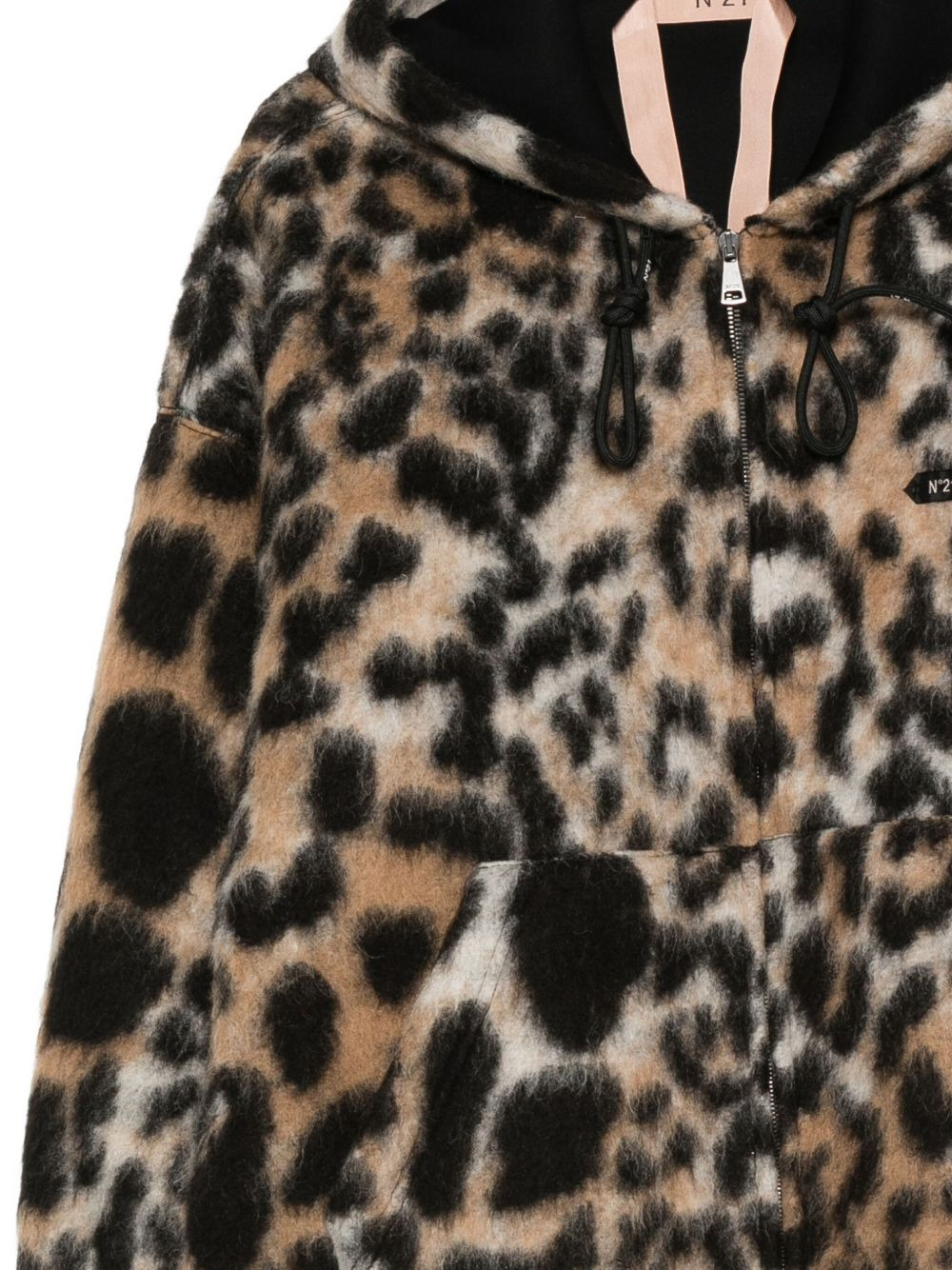 leopard-print hooded coat - 3