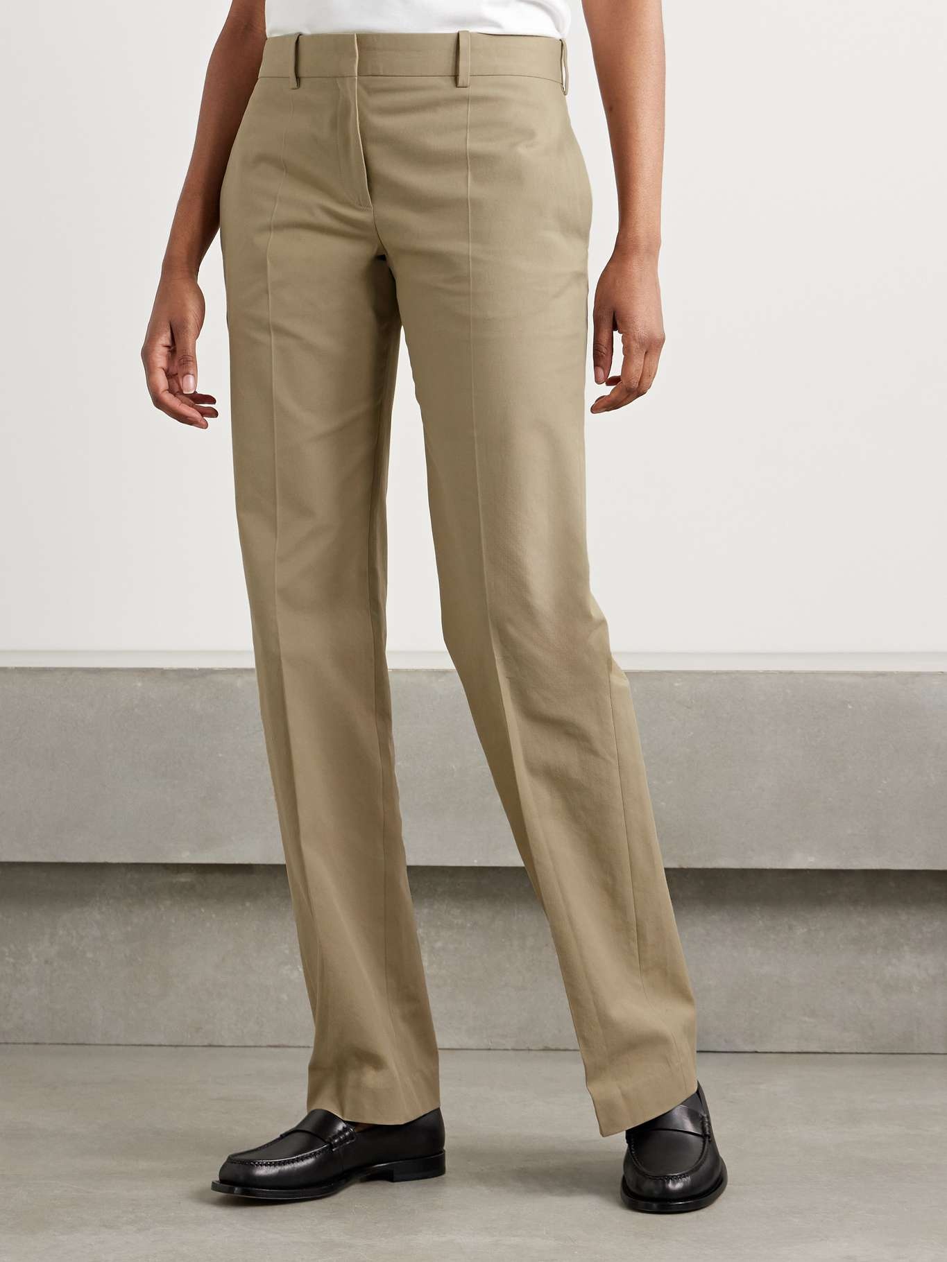 Selvie cotton-blend twill straight-leg pants Beige - 3