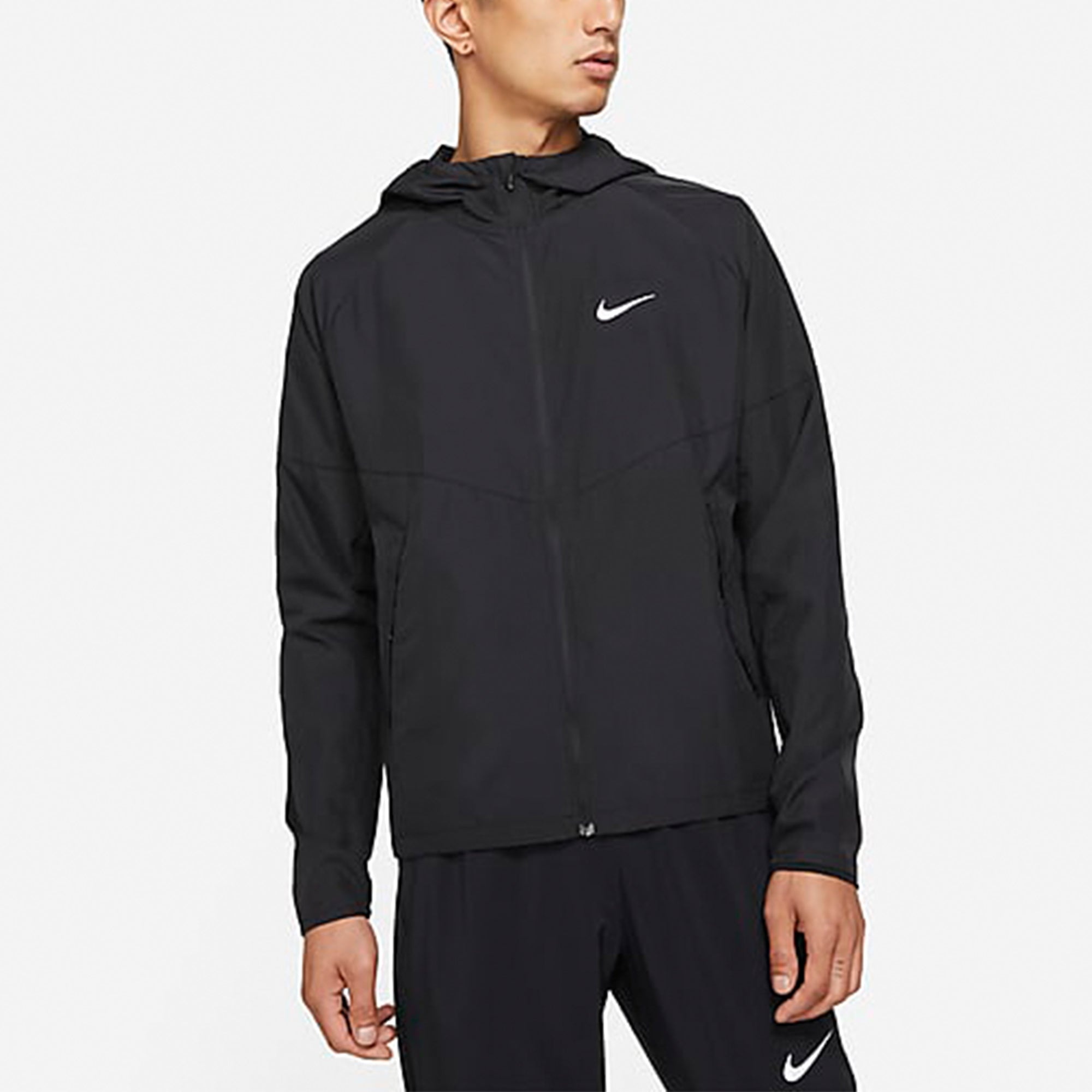 Nike As Men's Nk Rpl Miler JKT Jacket Reflective Logo Print Woven Sports Hooded Jacket Men's Black D - 4