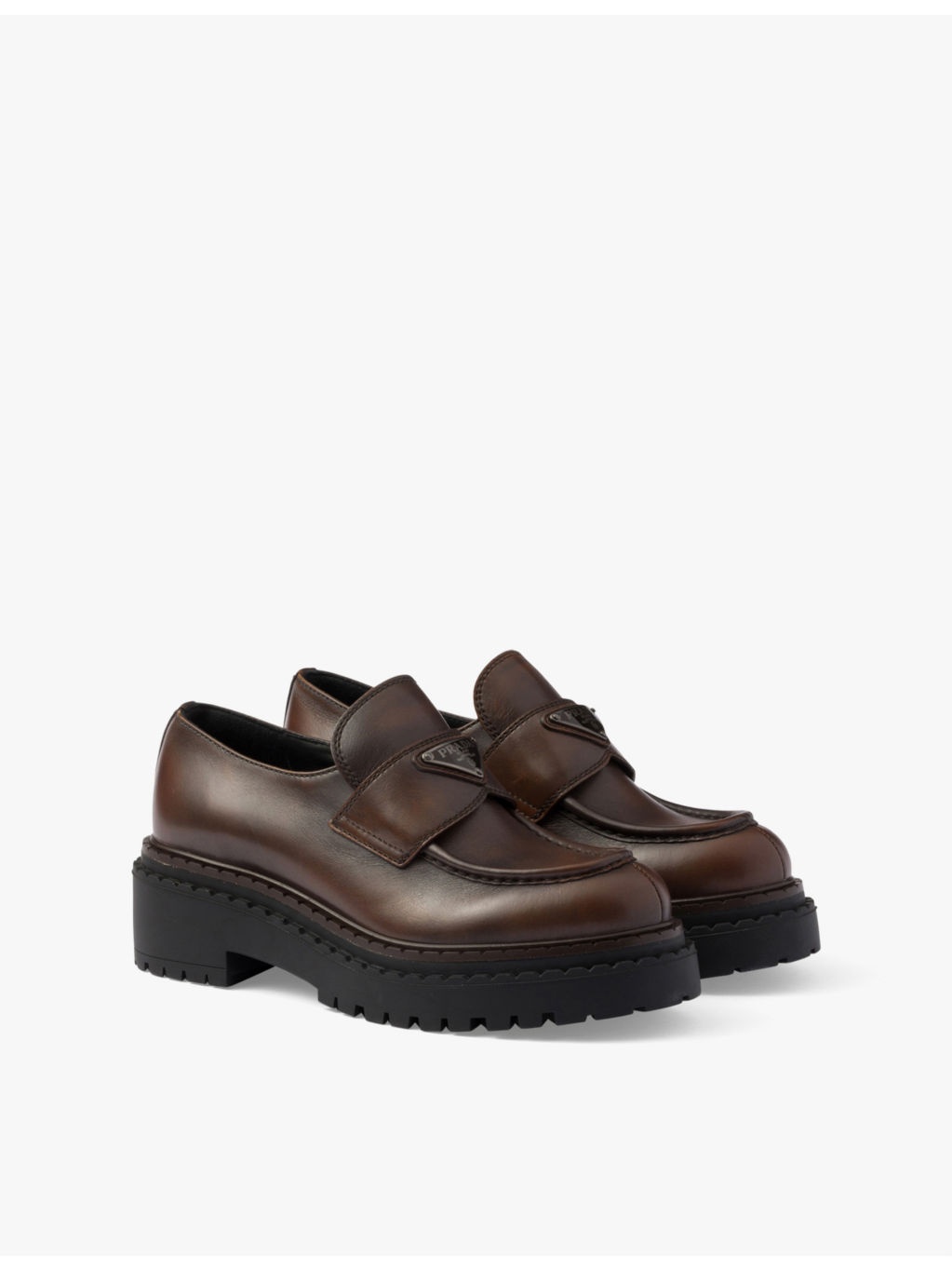 Double Chocolate logo-embellished leather heeled loafers - 4