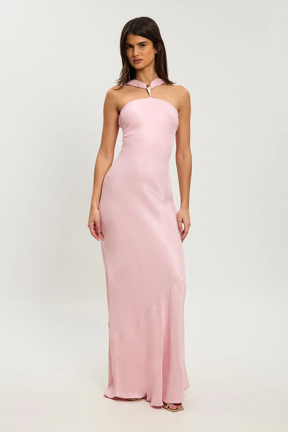 Petite Satin Viscose Halterneck Maxi Dress - 1