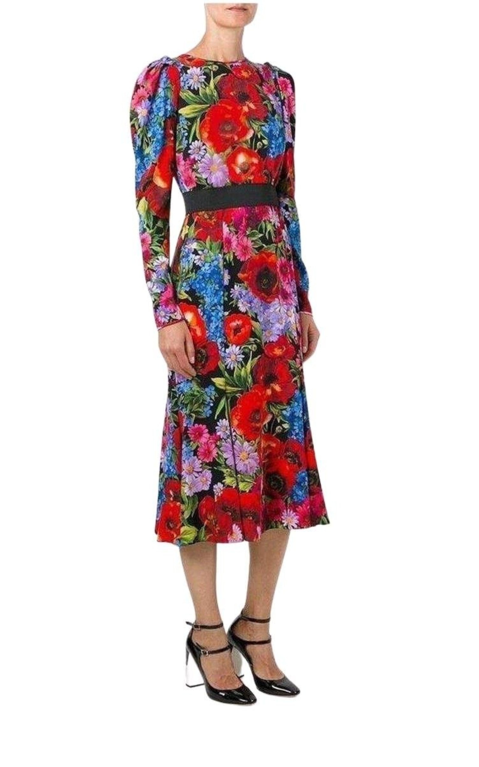Floral Print Silk Dress - 4