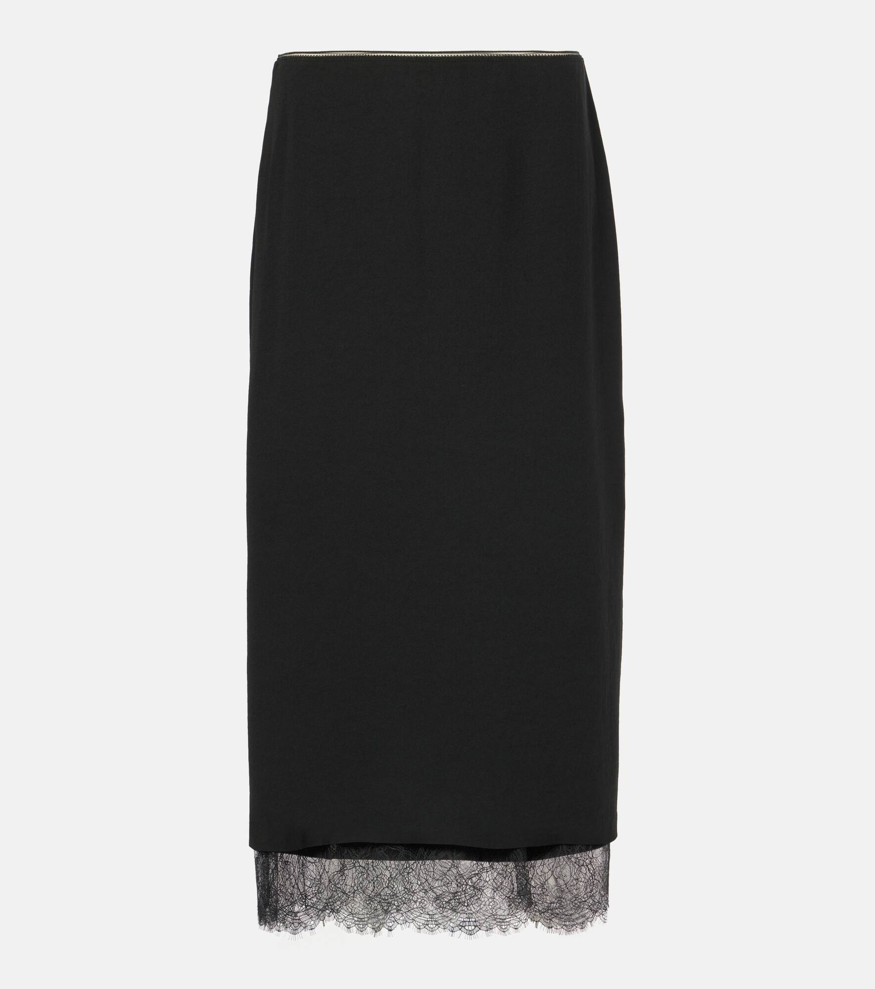 Lace-trimmed midi skirt - 1