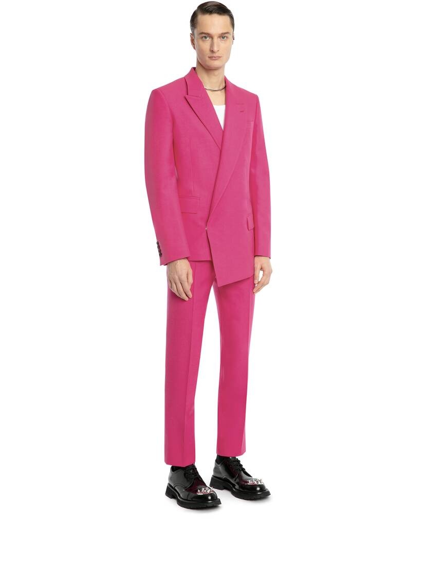 Asymmetric Double-breasted Jacket in Electric Pink - 3