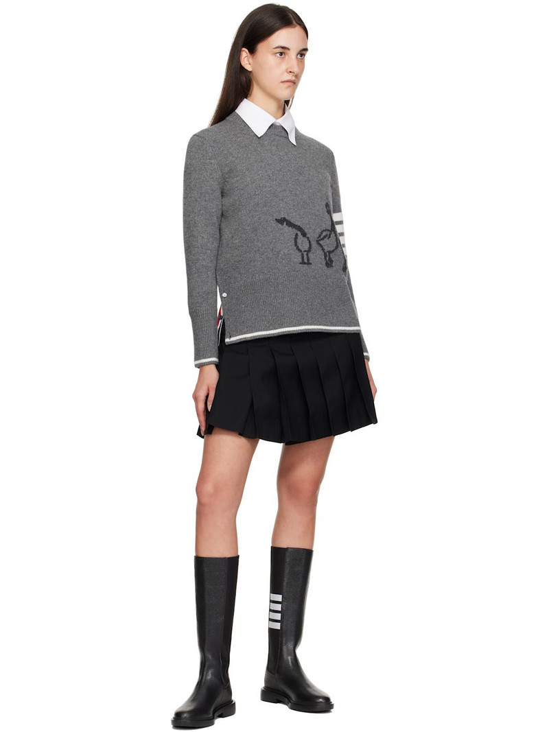 Thom Browne Black Pebble Grain 4-Bar Knee High Chelsea Boots outlook