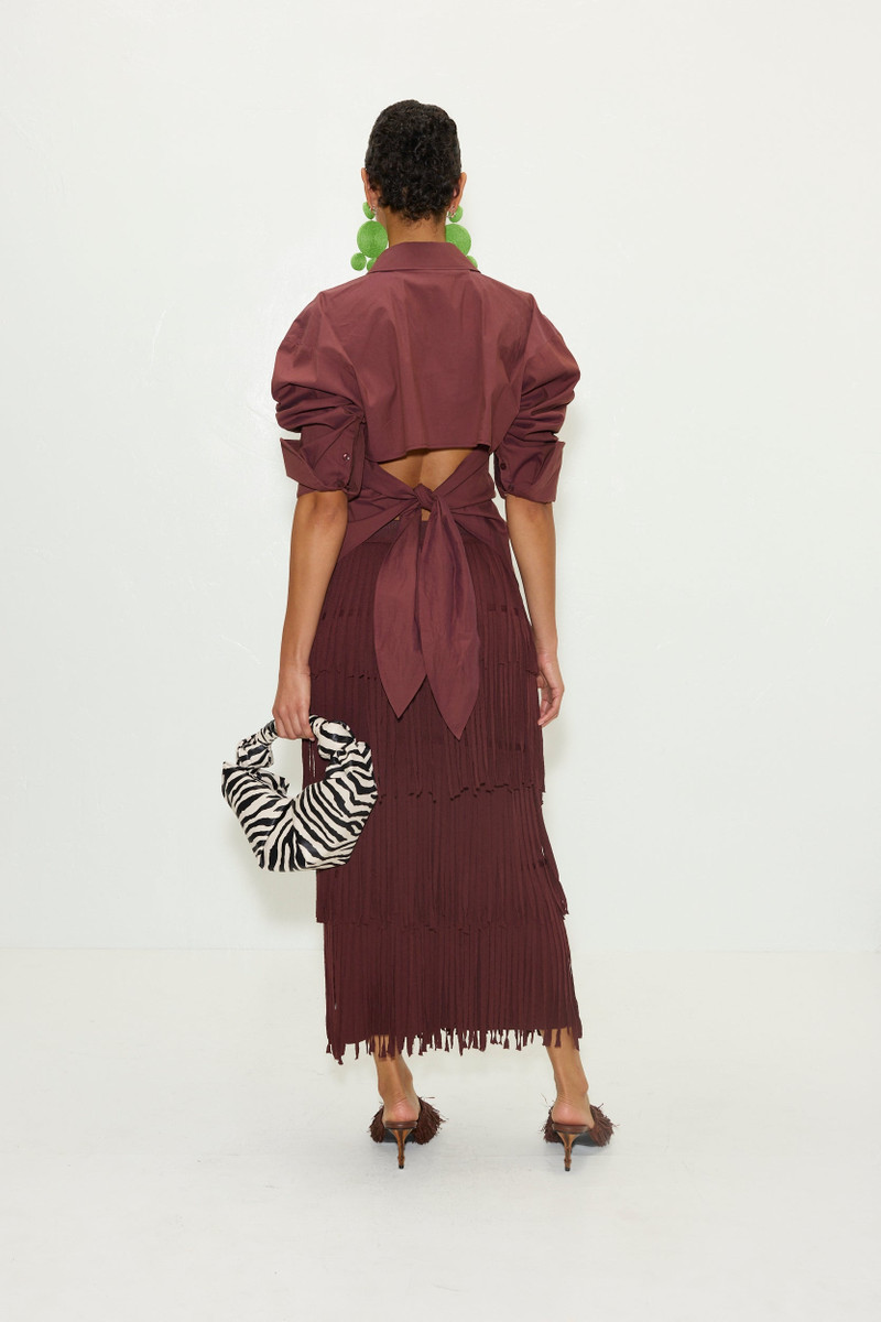 SIMONMILLER Loch Poplin Button Up In Choco Brown outlook