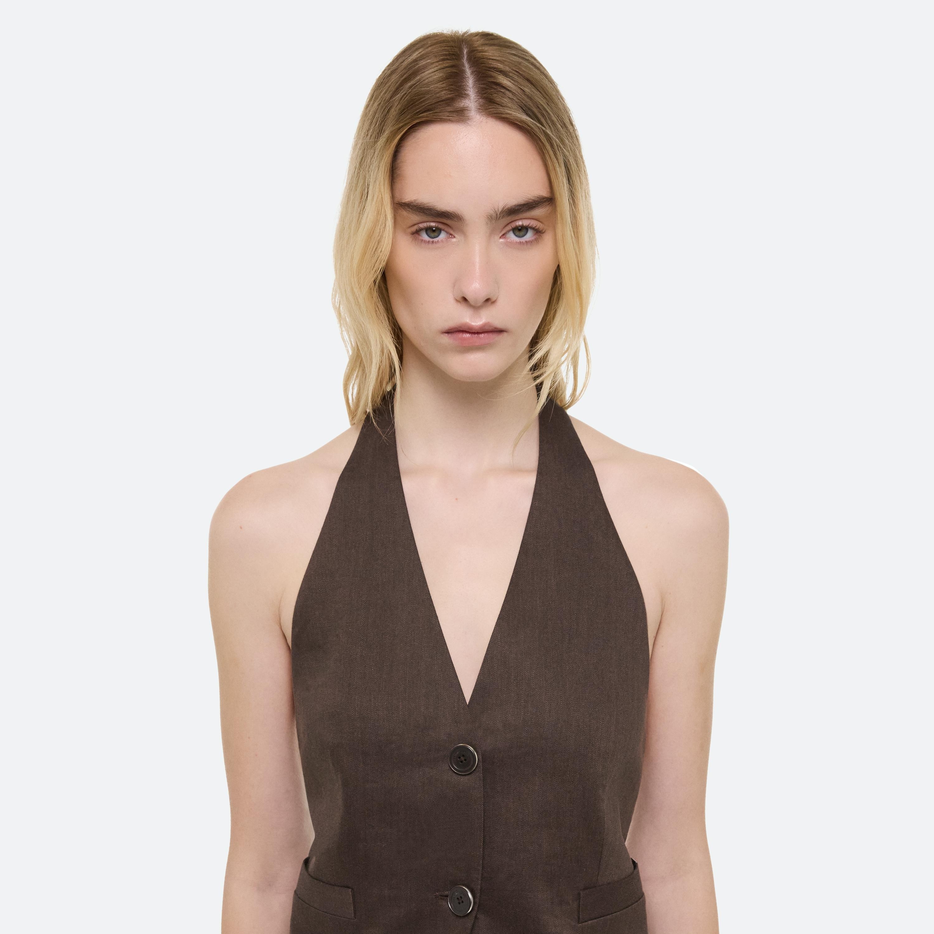 LINEN HALTER VEST - 6