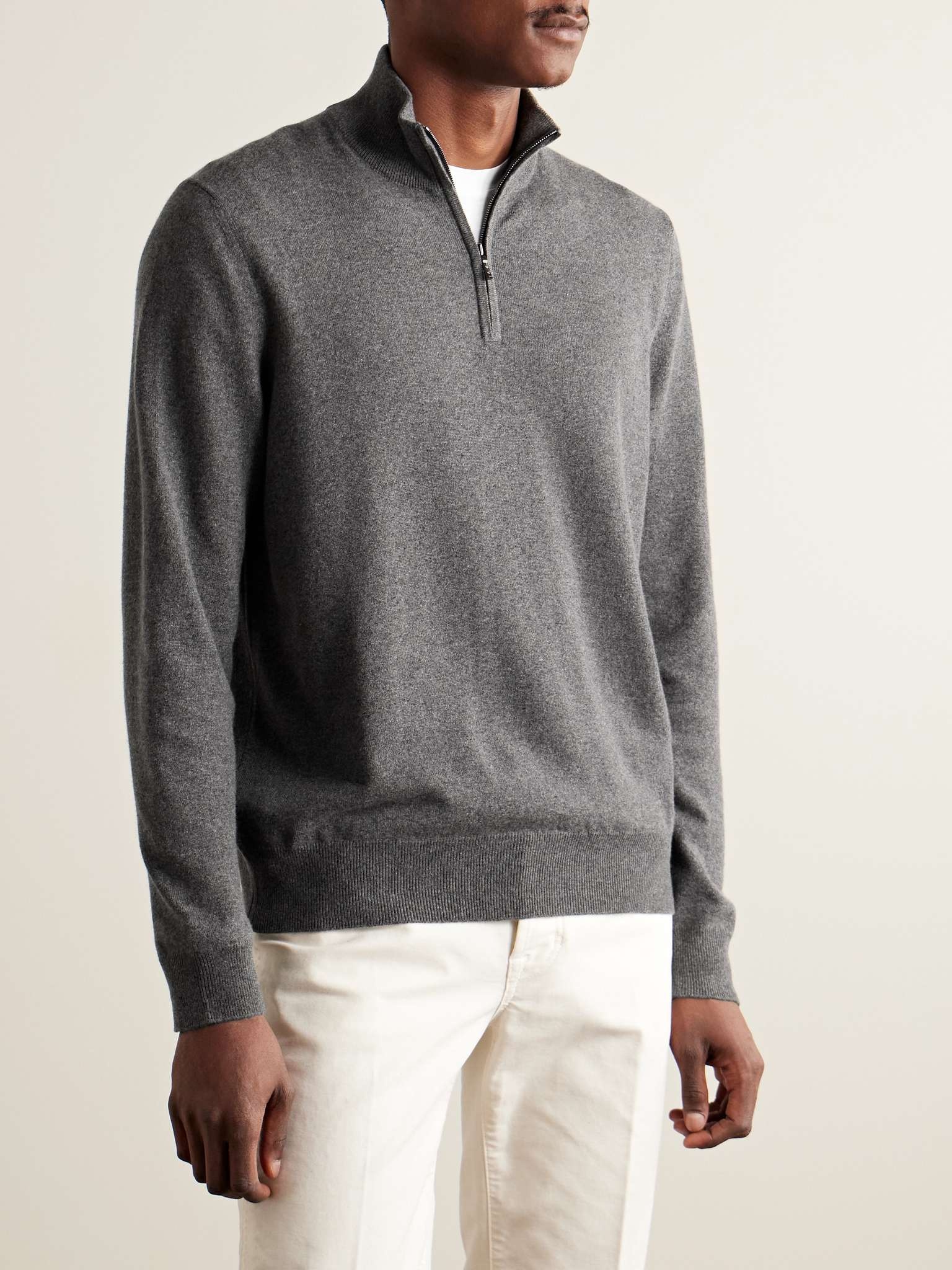 Slim-Fit Baby Cashmere Half-Zip Sweater - 3