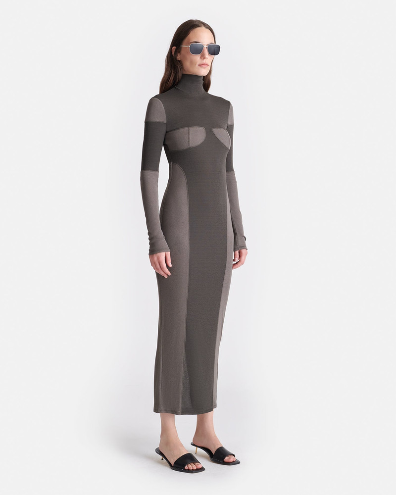 Patchwork Mesh Jersey Midi Dress 3
