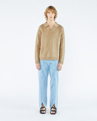 Nanushka JAURO - Brushed merino wool polo sweater - Oatmeal outlook