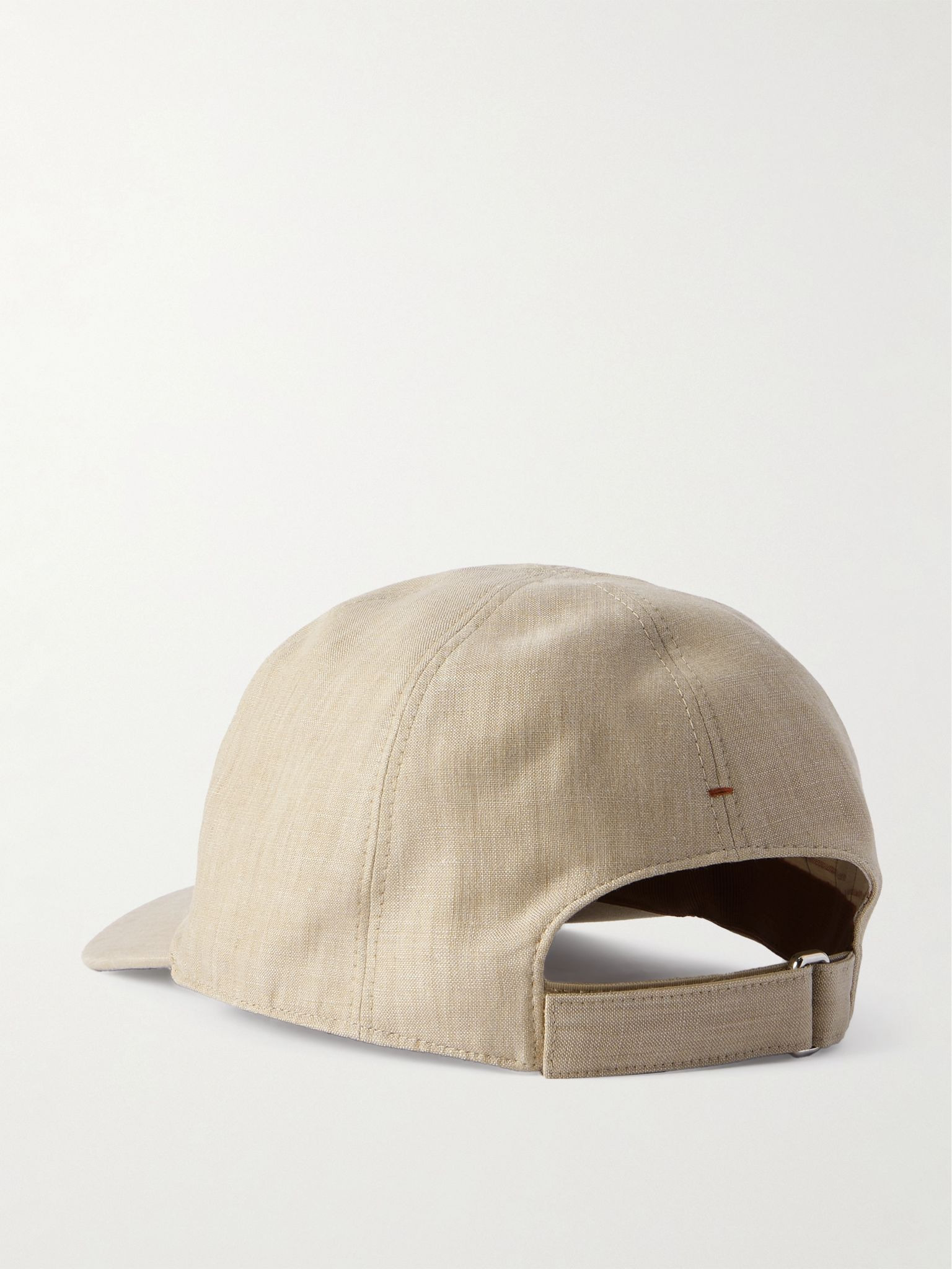 Logo-Embroidered Linen Baseball Cap Beige - 3