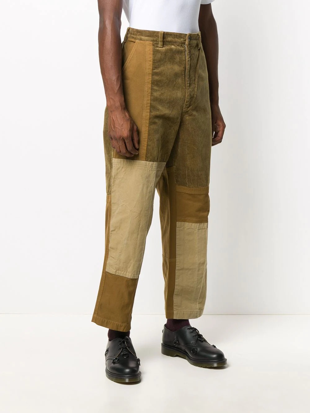 panelled corduroy straight-leg trousers - 3