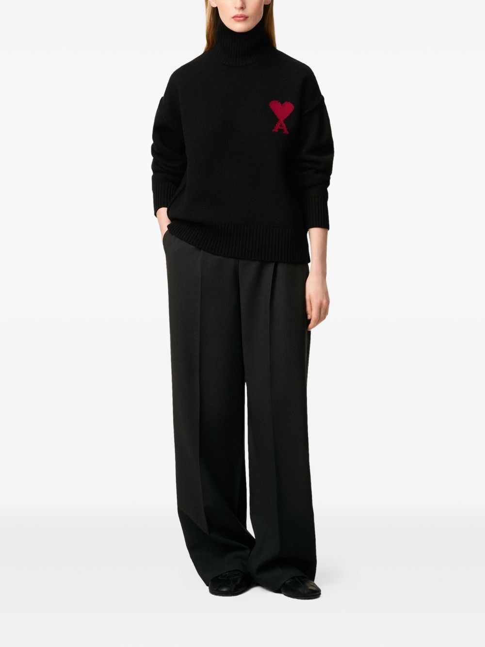 heart-intarsia funnel-neck sweater - 2