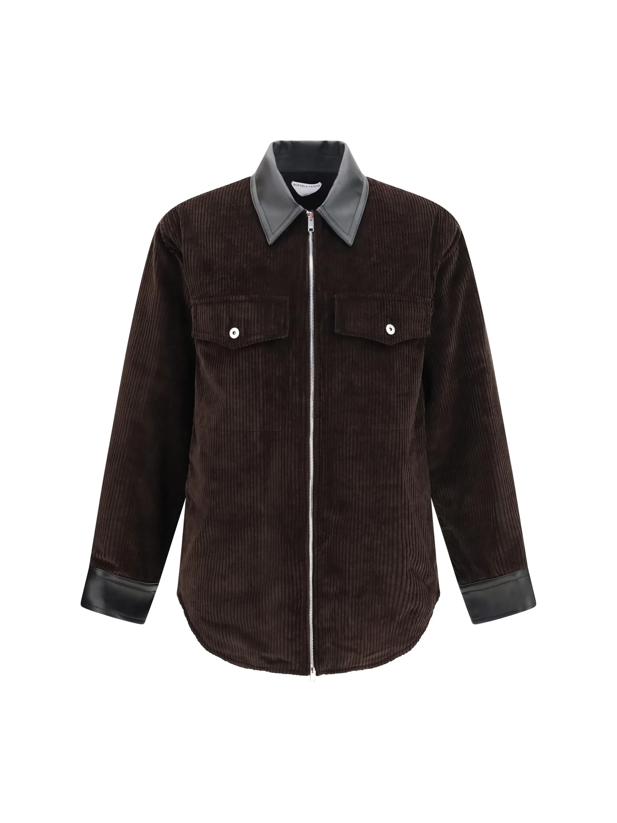 Bottega Veneta Men Corduroy Jacket With Leather Collar - 1