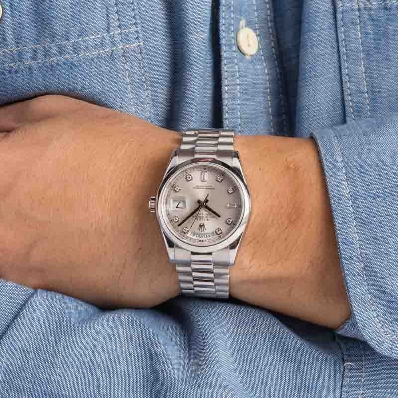 Rolex Day-Date 36 Ref 118206 Silver Diamond Dial - 5
