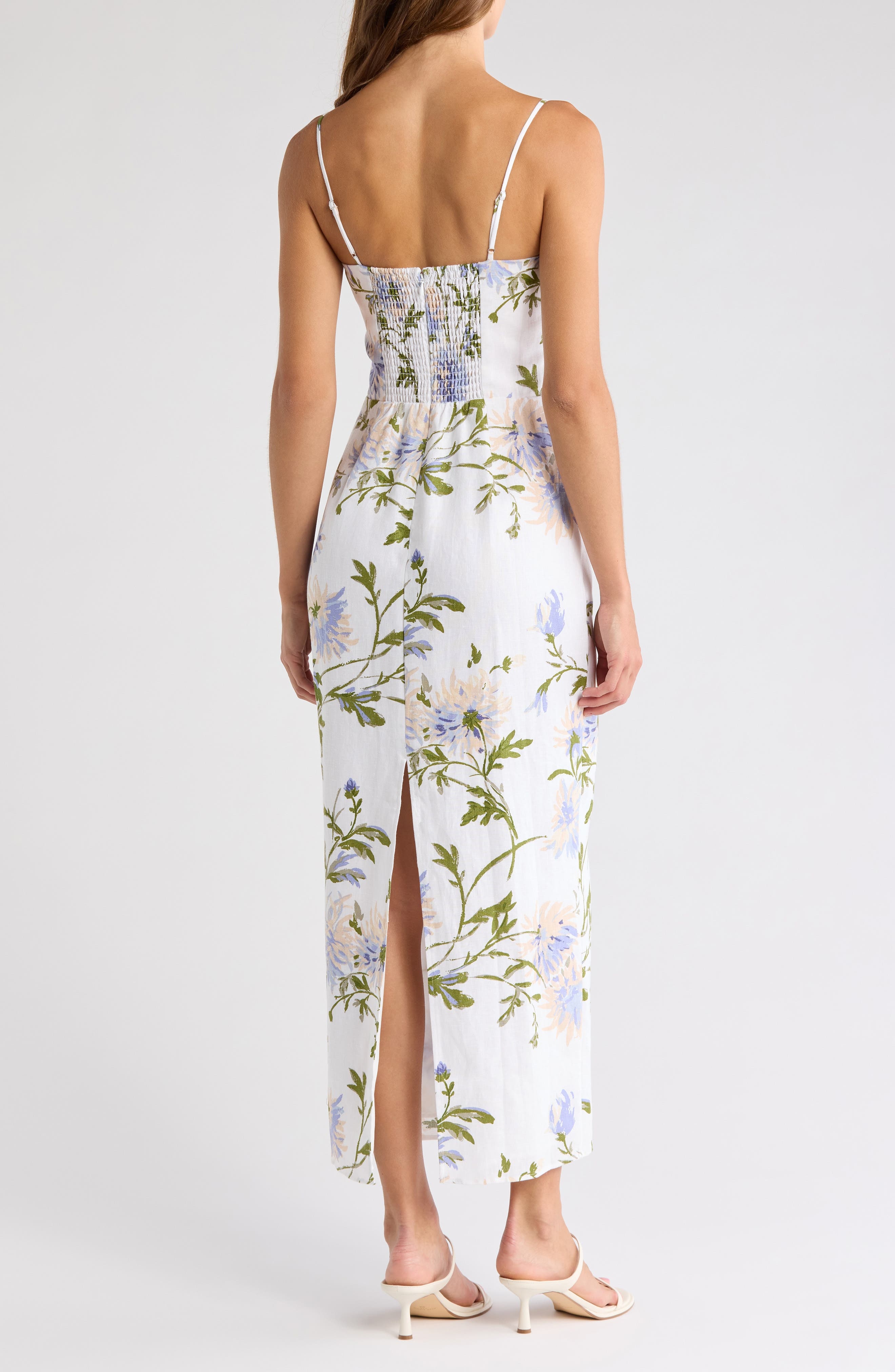 Reformation Frankie Print Linen Dress in Serenity at Nordstrom - 2