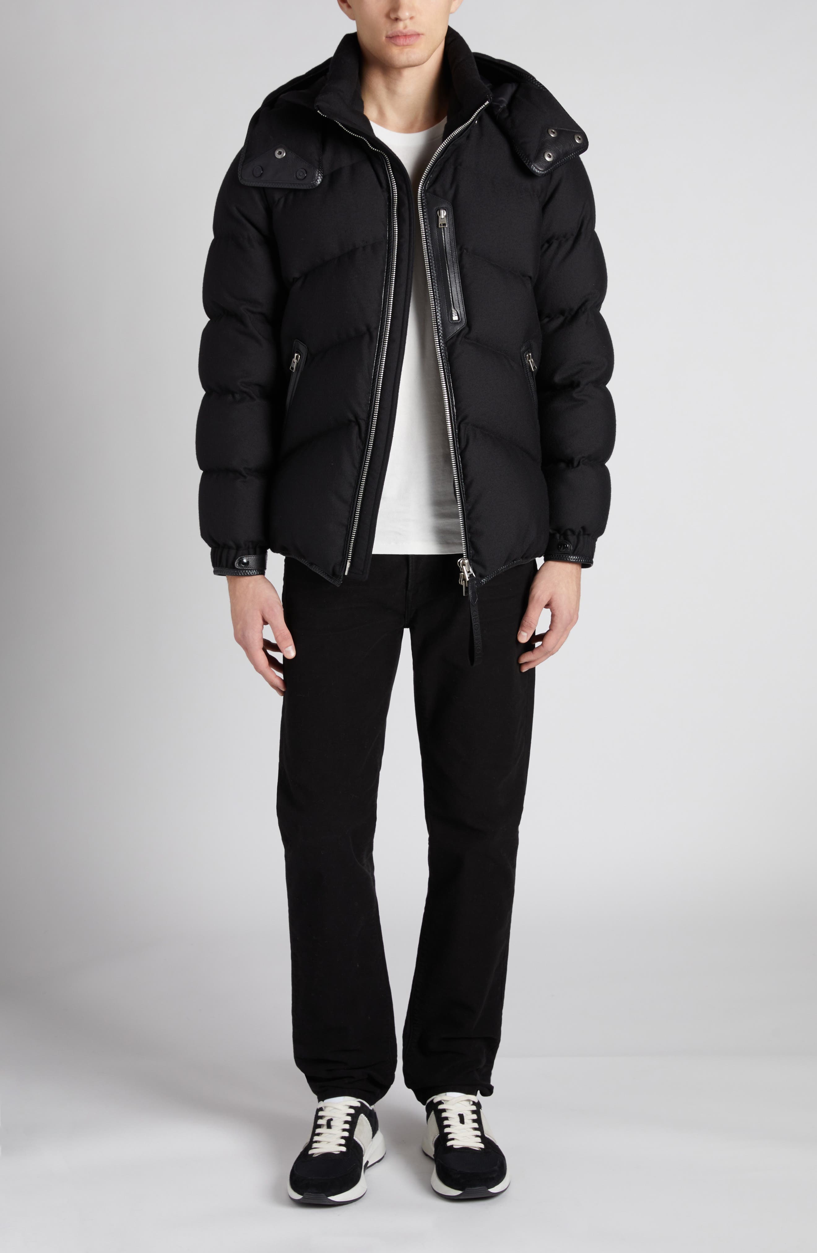 TOM FORD Lightweight Wool & Cashmere Hooded Down Jacket in Black at Nordstrom - 2