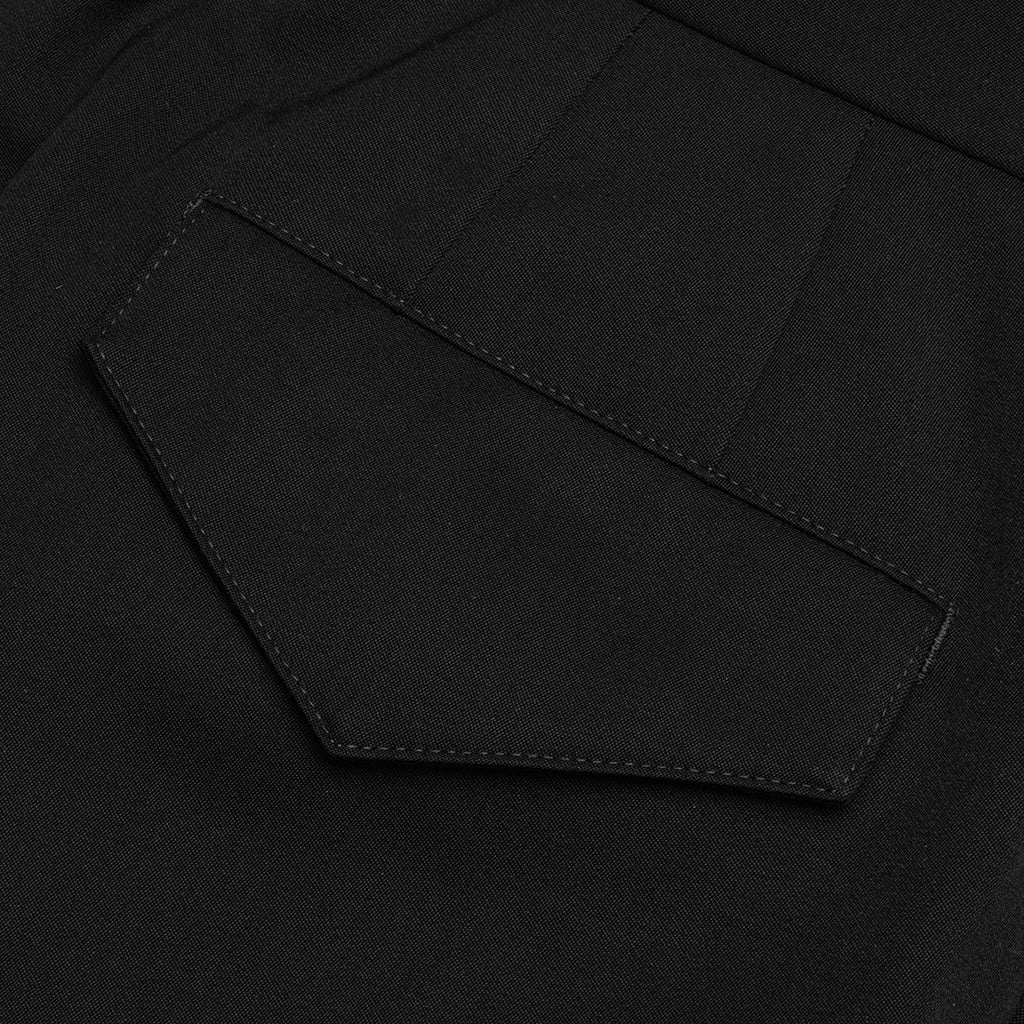 WIDE LEG GABARDINE WOOL TROUSERS - BLACK - 5