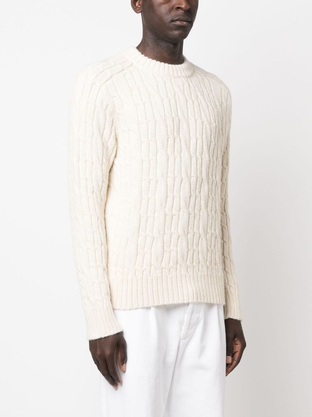 cable-knit wool jumper - 3