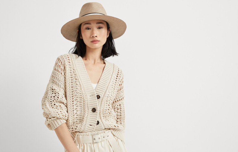 Cotton ribbed net cardigan 6