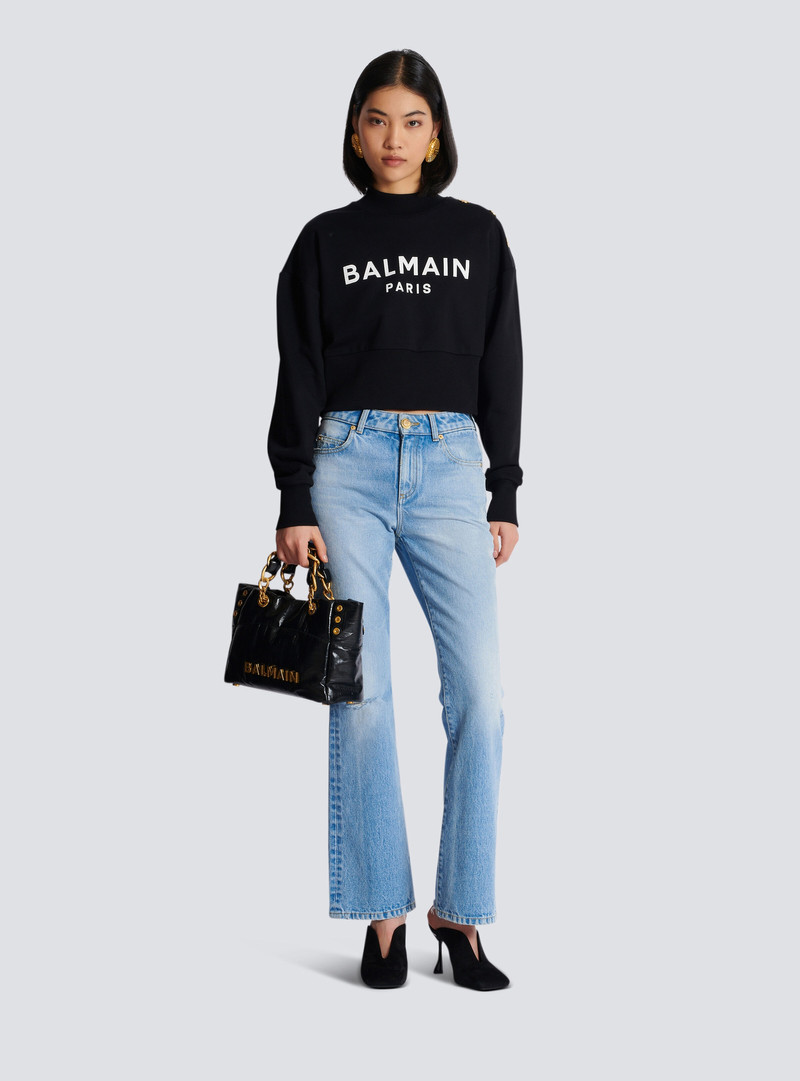 Balmain Cropped sweatshirt with Balmain Paris print outlook