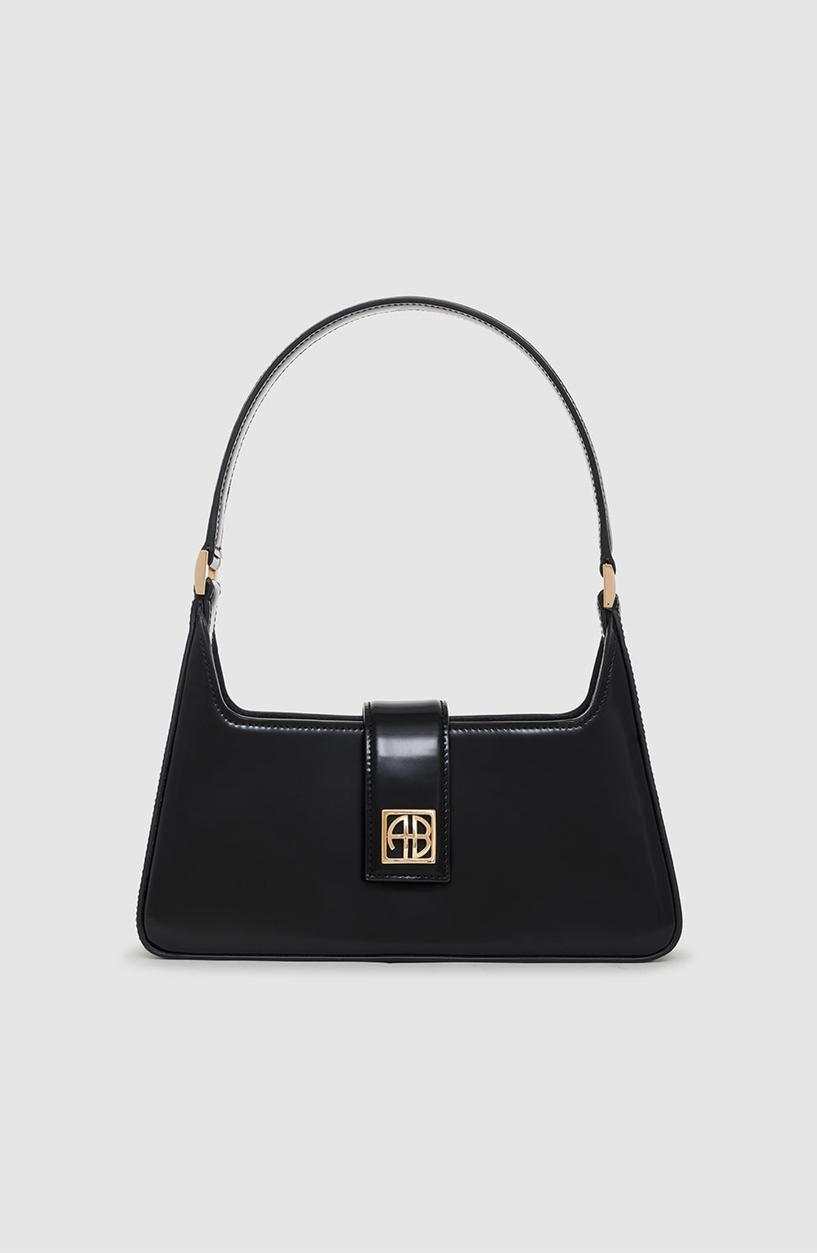 ANINE BING Lou Shoulder Bag in High-Shine Black at Nordstrom - 1