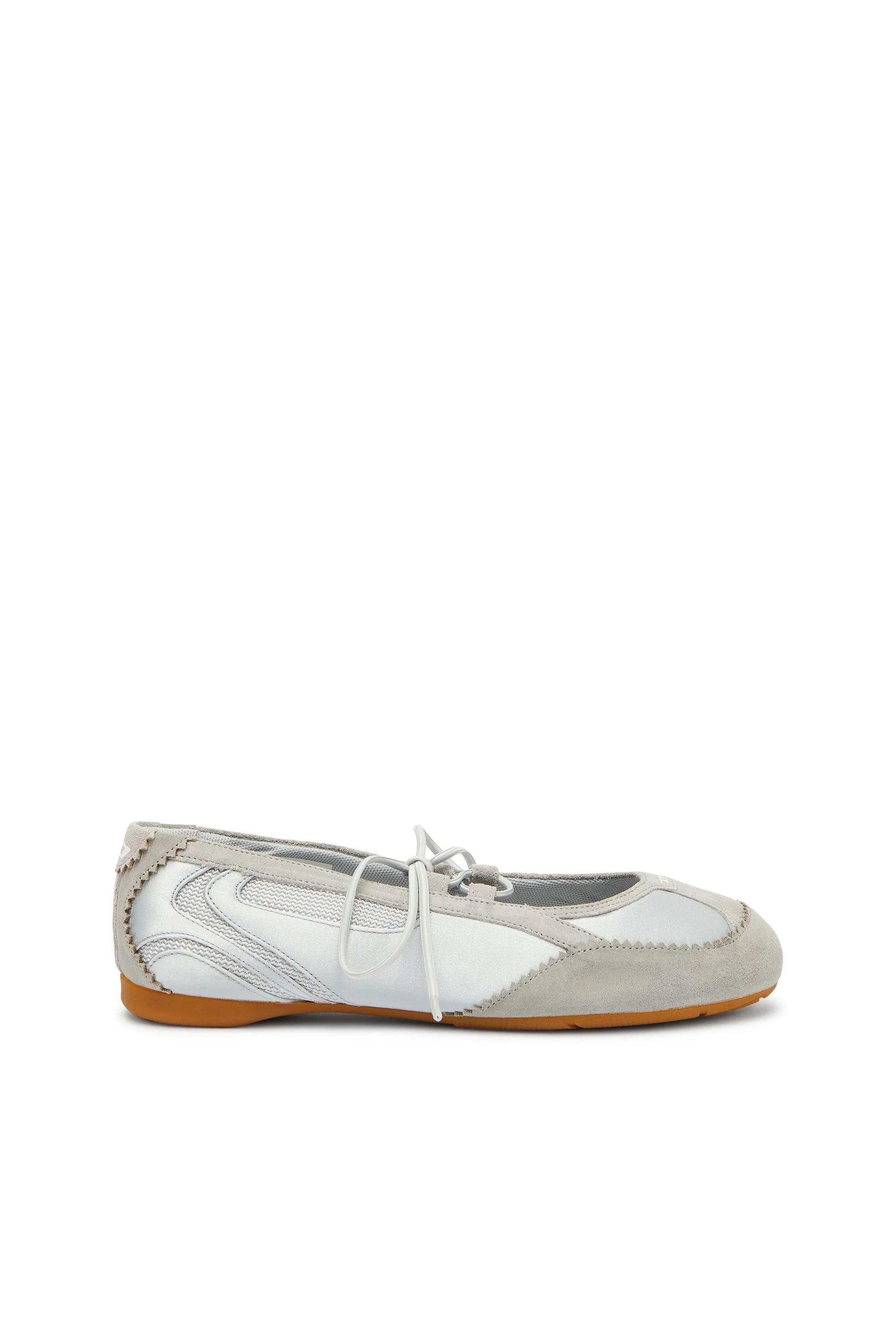 D-MILE - LACE-UP BALLERINA FLATS IN LEATHER AND MESH - 1
