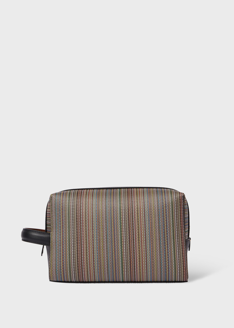 'Signature Stripe' Coated Canvas Wash Bag - 1