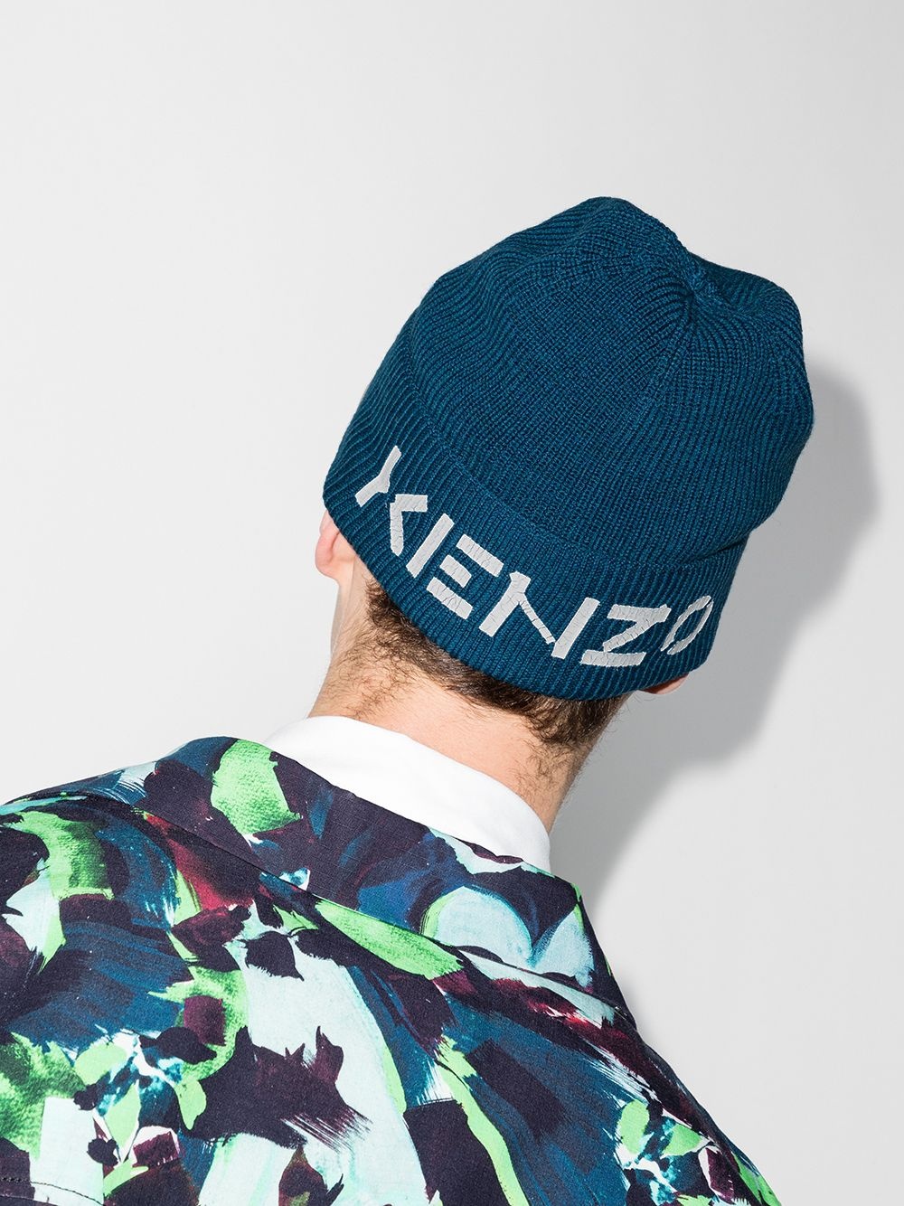 embroidered logo ribbed beanie - 2