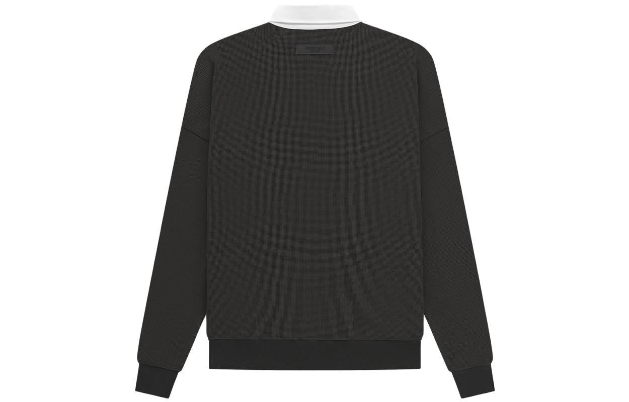 Fear of God Essentials SS23 Waffle Long Sleeve Polo Shirt 'Off-Black' FOG-SS23-058 - 3