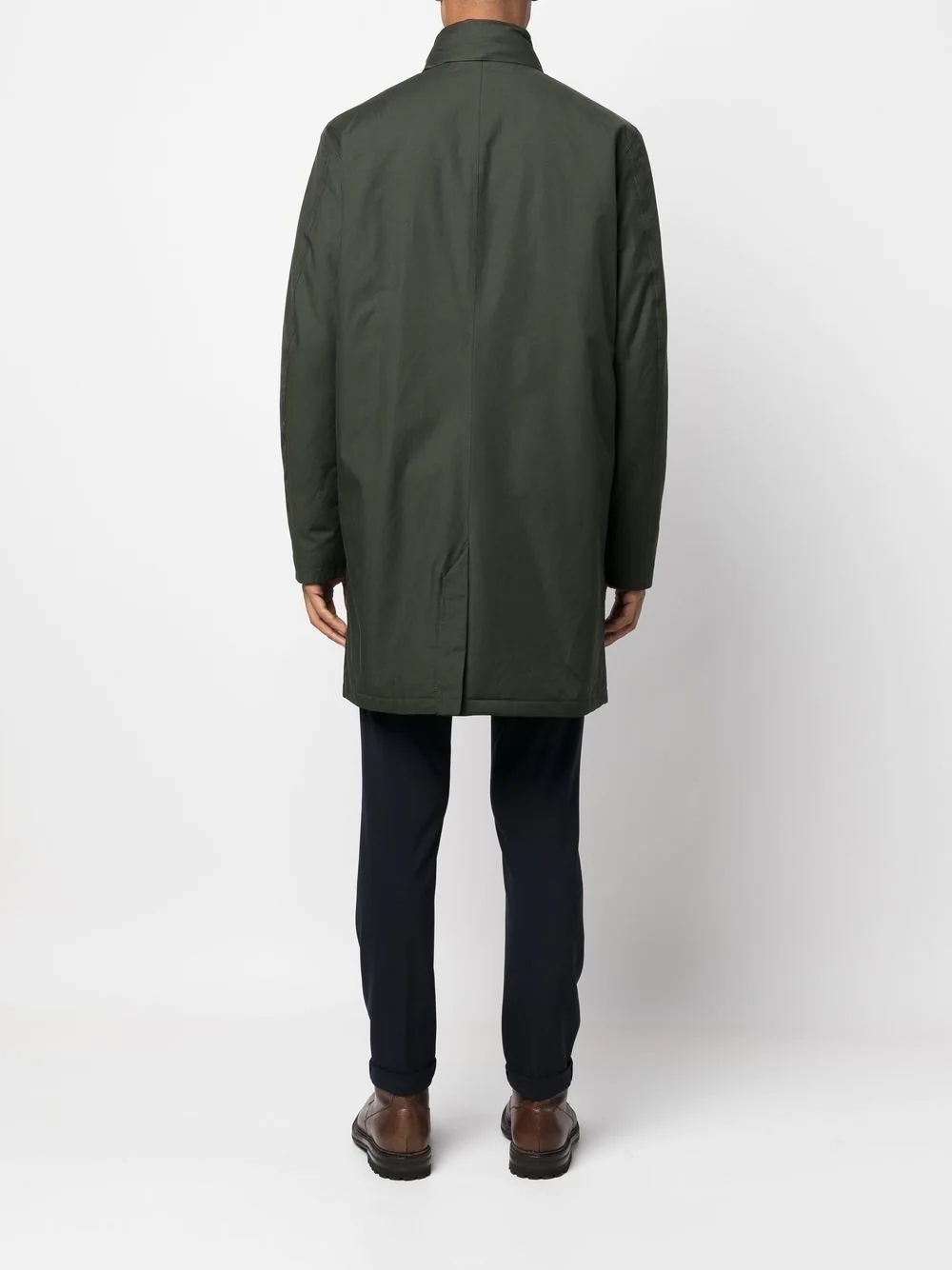 button-front funnel neck coat - 4