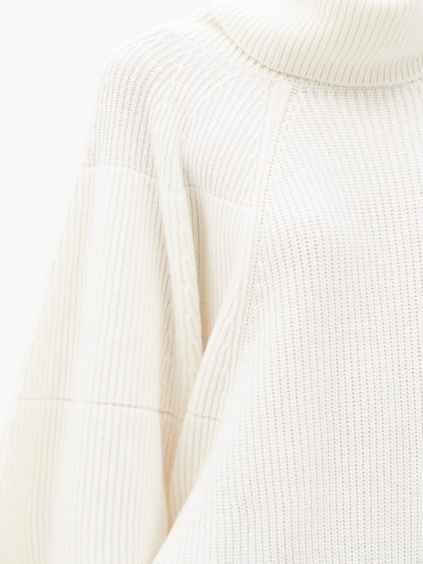 Roll-neck ribbed cashmere sweater - 3