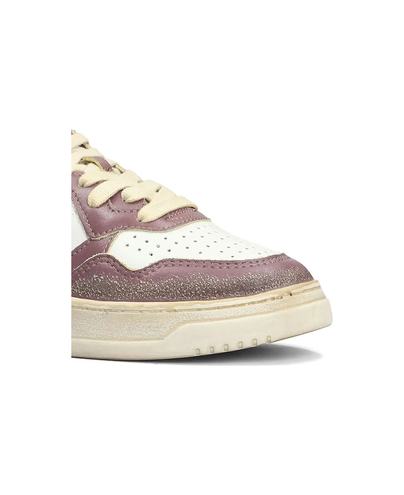 Super Vintage Medalist Low Sneakers In White, Celestial Blue And Taupe Leather - 3