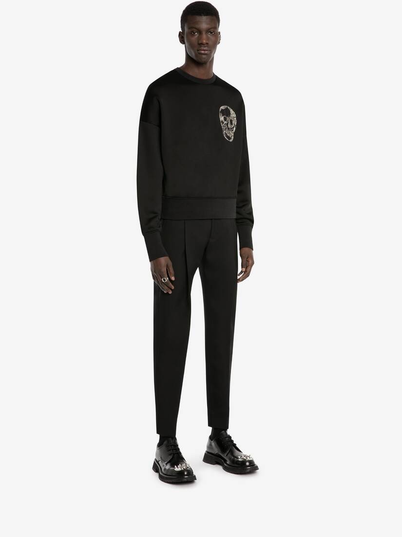 Men's Skull Motif Sweatshirt in Black - 3
