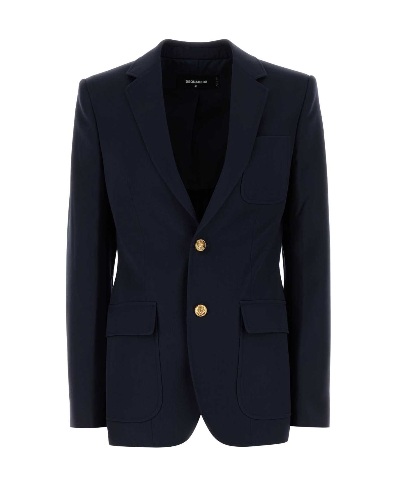 Navy Blue Wool Blazer - 1