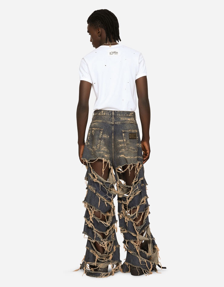 Destroyed overdyed denim jeans - 5