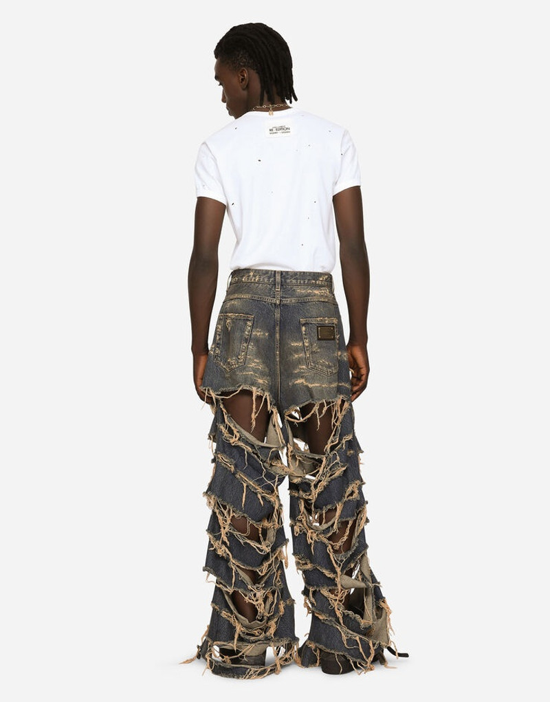 Destroyed overdyed denim jeans 5