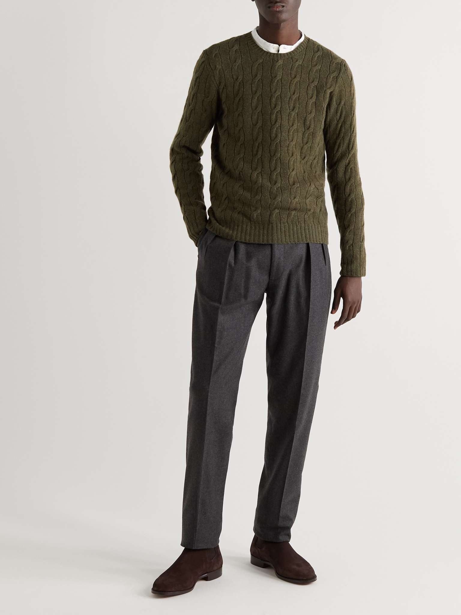 Slim-Fit Cable-Knit Cashmere Sweater - 2