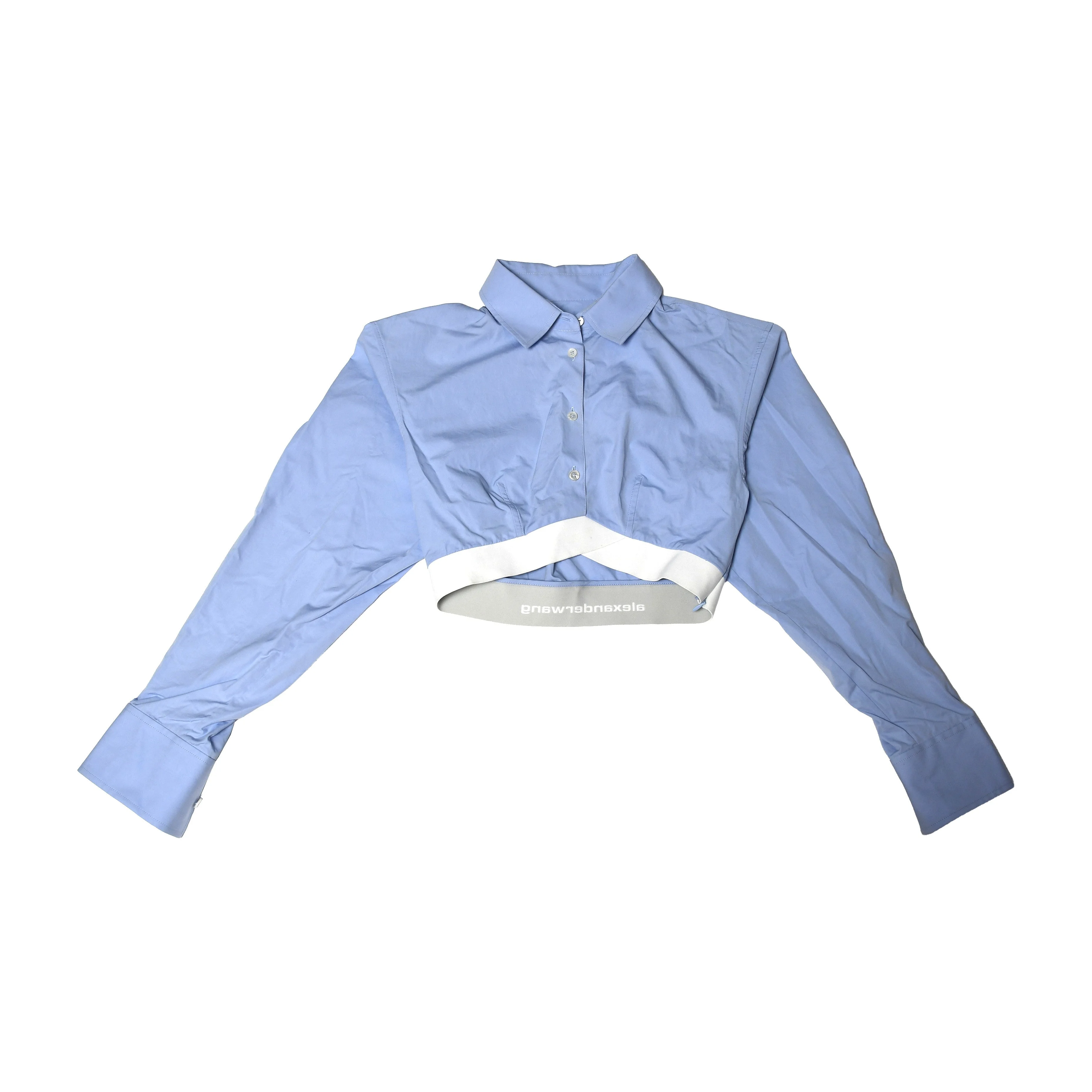 Alexander Wang logo-band Cropped Shirts Blue - 1