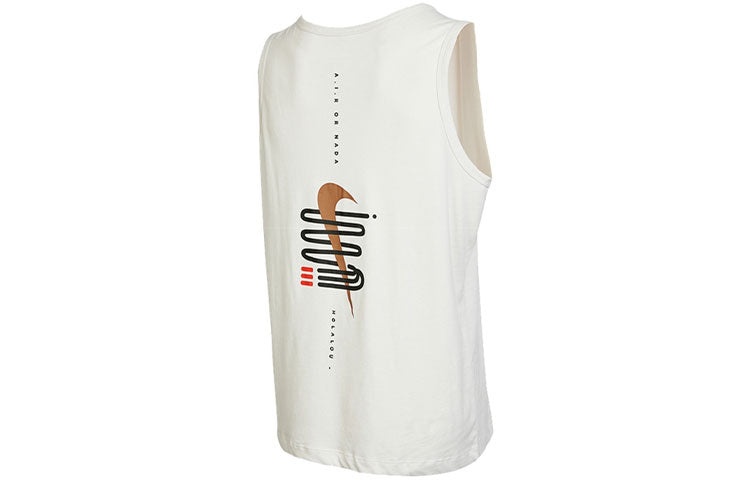 Men's Nike Logo Printing Round Neck Pullover White Vest DR7669-030 - 2