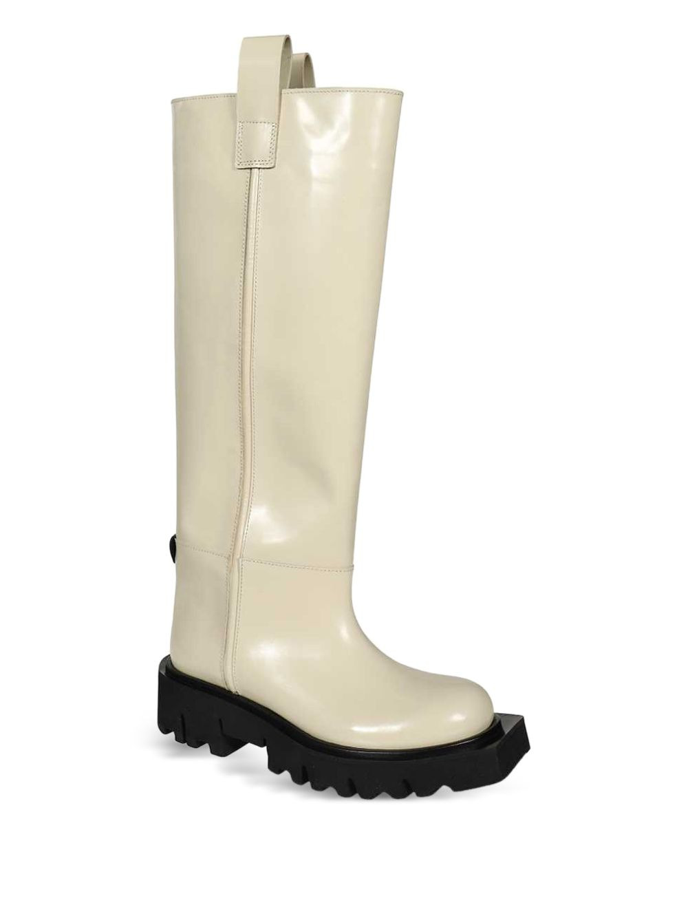 leather round-toe boots - 2