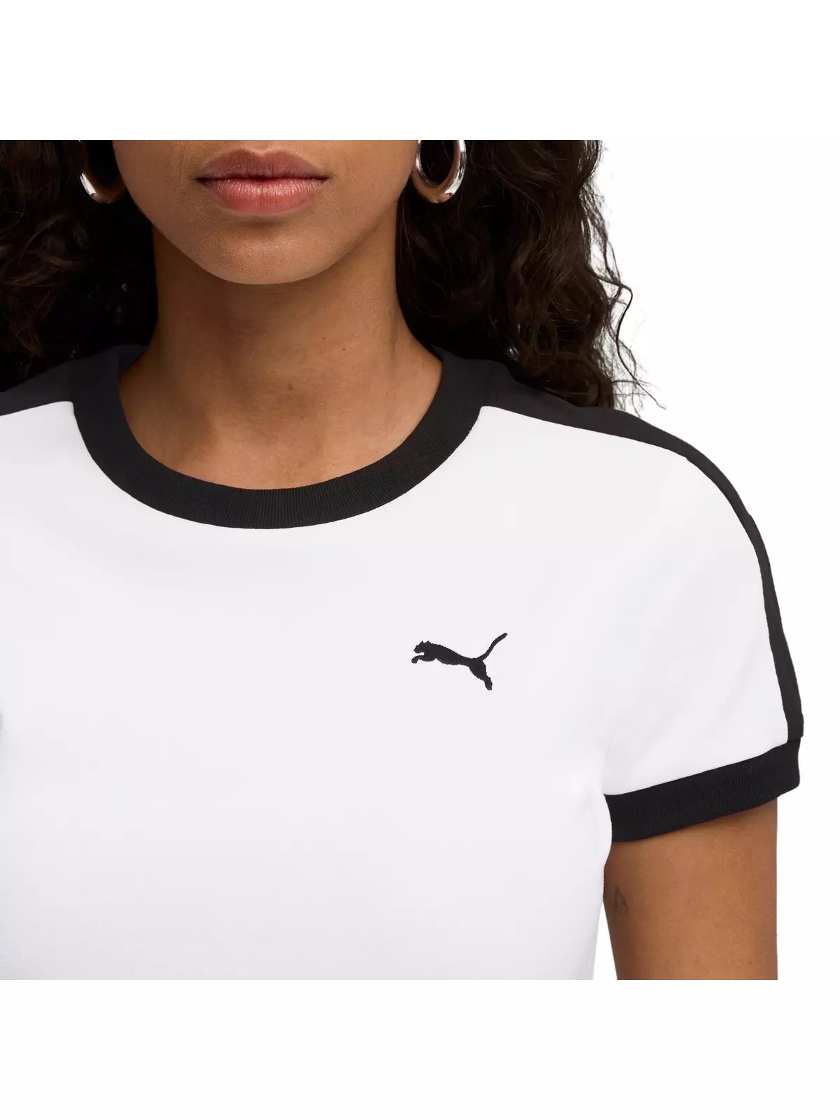 PUMA Women's T7 Slim Tee -White - 4
